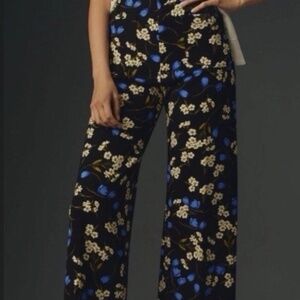 Maeve Anthropologie Colette Wide-leg Crop Floral Ponte Pants